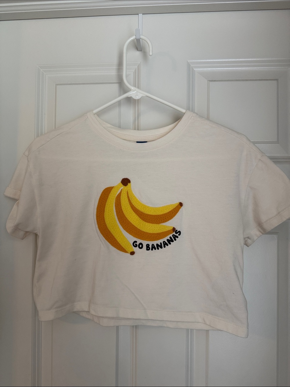 Old Navy Cream Crop Tee with Yellow Banana Graphic